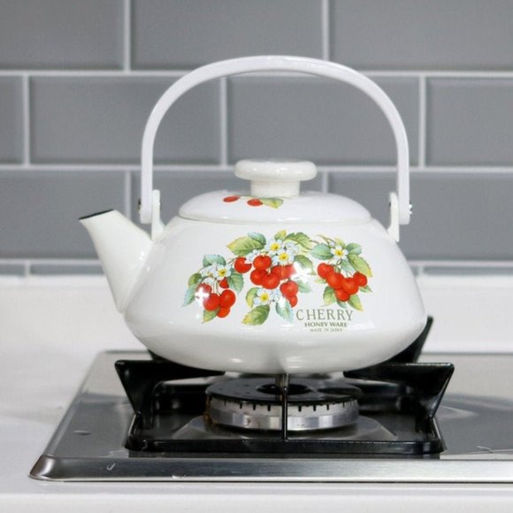 Electric KettleCherry White Enamel Kettle